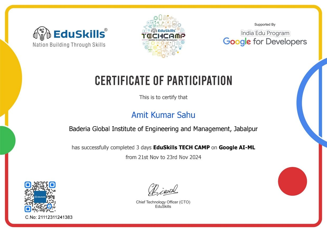 EduSkills Tech Camp (Google AI-ML)
